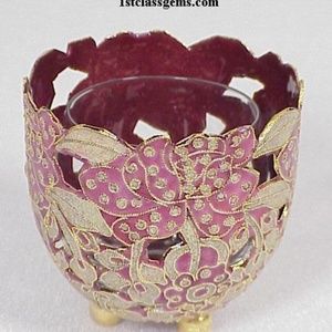 FINAL SALE PRICE NYCO International Cut-Out Cloisonne Lace Votive in Mauve